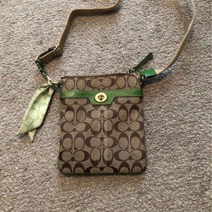 Green Accented Coach Crossbody